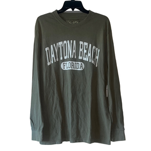 u.s. vintage Daytona Beach florida Olive Green Long Sleeve Shirt